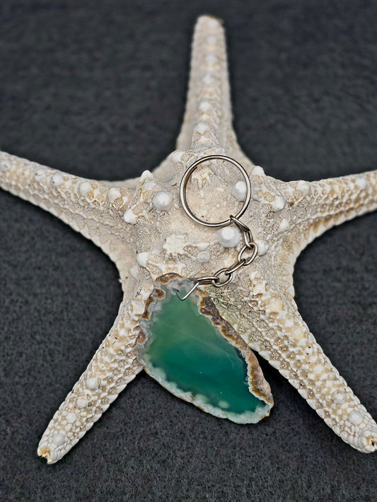 Key Chain - Agate Slice- Green