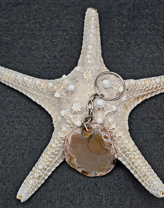 Key Chain - Agate Slice - Brown