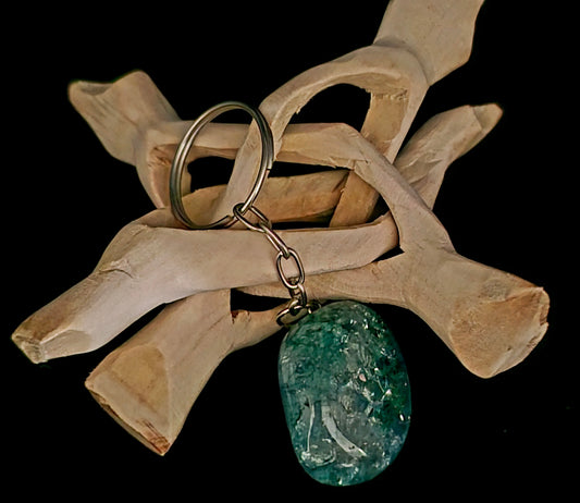 Key Chain - Small Tumble Crackle - Green