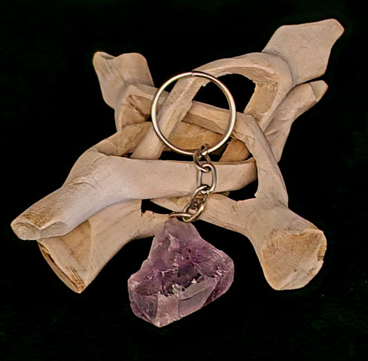 Key Chain - Small Tumble Crackle - Amethyst