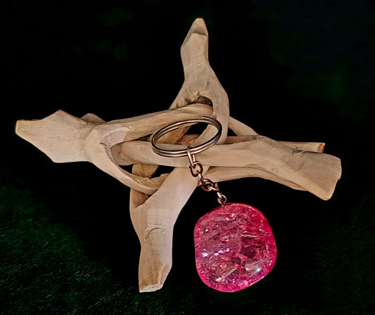 Key Chain - Small Tumble Light Pink Crackle