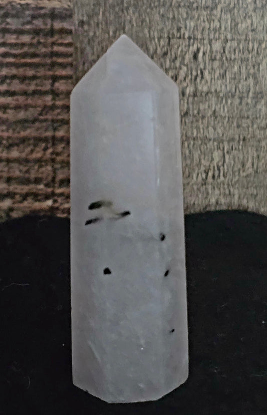 Clear Quartz Tower with Black Tourmaline 3.3"-#5