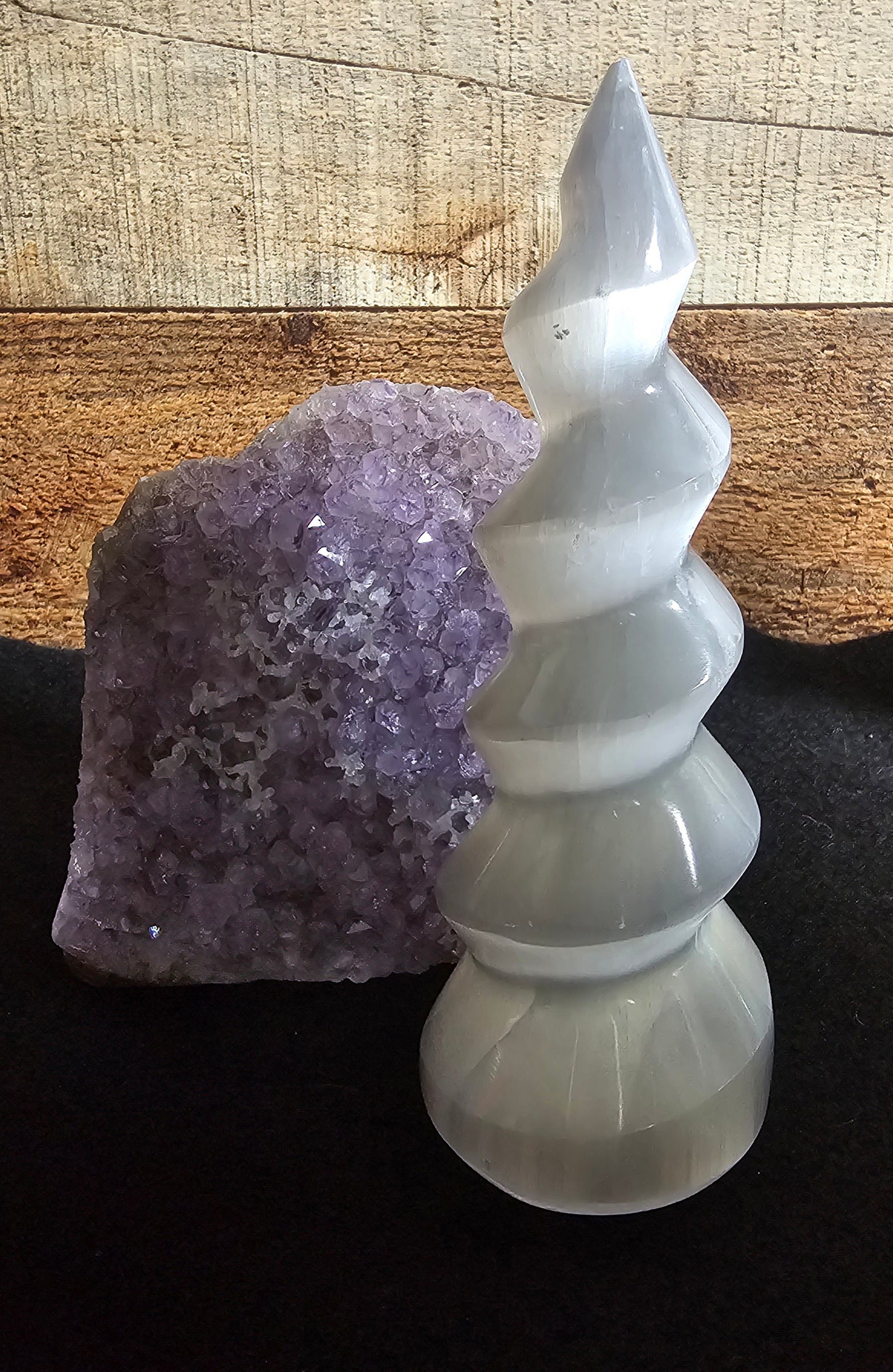 Selenite White Spiral Tower 5.9"