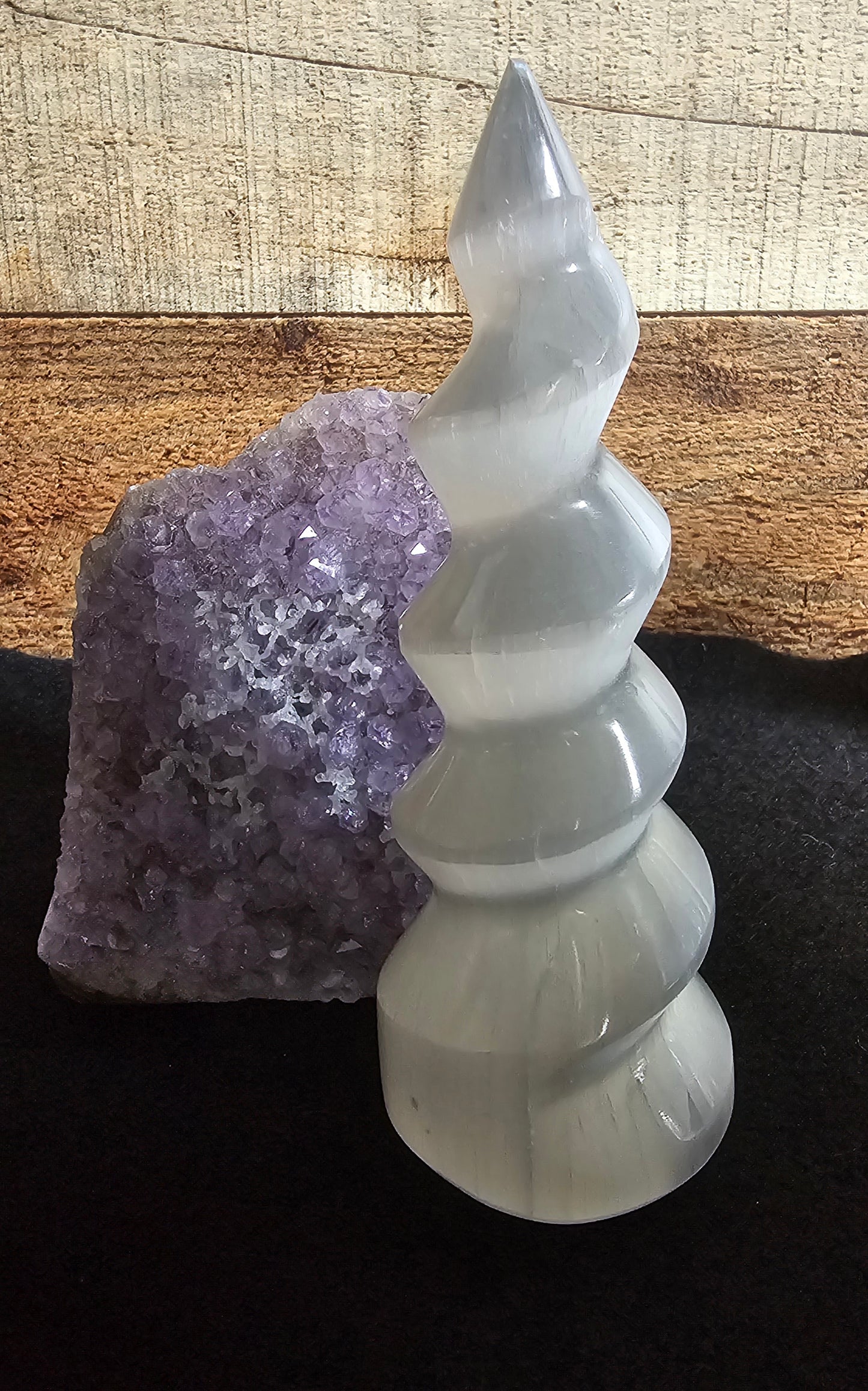 Selenite White Spiral Tower 5.9"