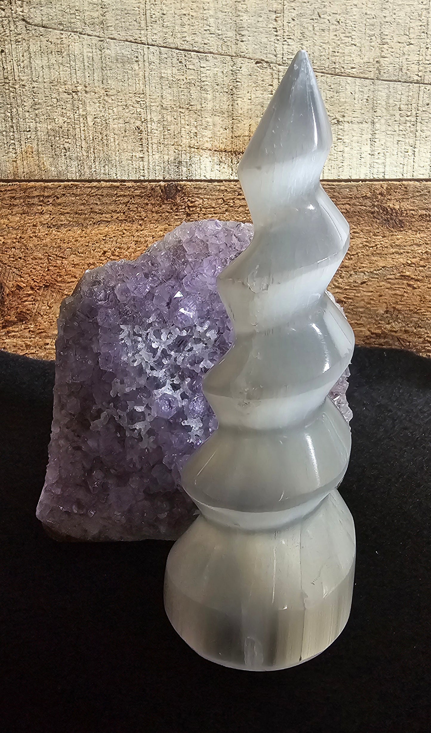 Selenite White Spiral Tower 5.9"
