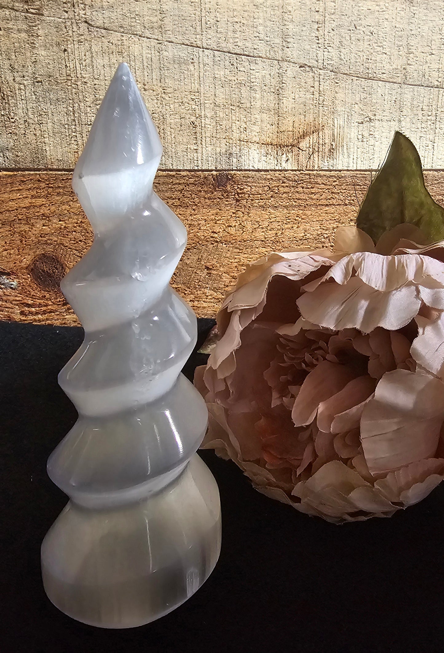 Selenite White Spiral Tower 5.9"