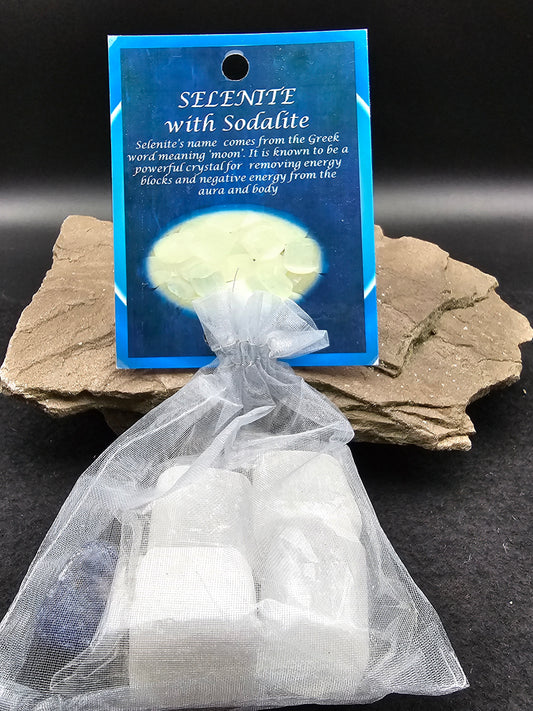 Selenite with Sodalite