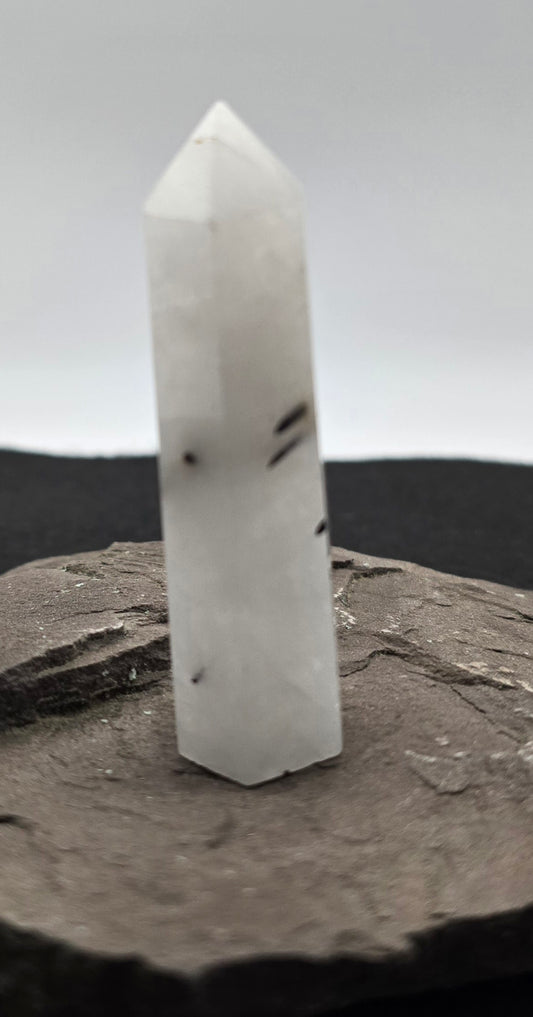 Clear Quartz Tower with Black Tourmaline 2.9"-#1