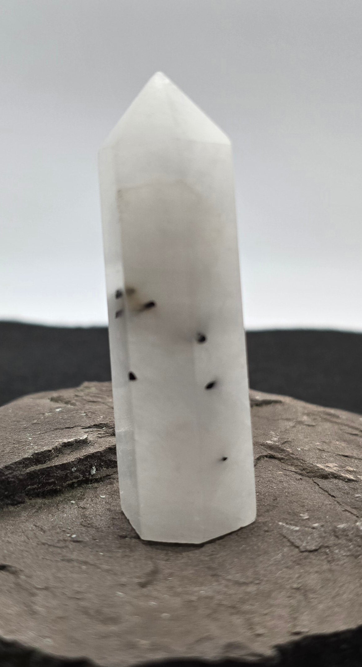Clear Quartz Tower with Black Tourmaline 2.9"-#1