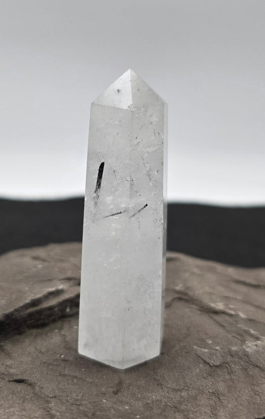 Clear Quartz Tower with Black Tourmaline 2.8"-#2