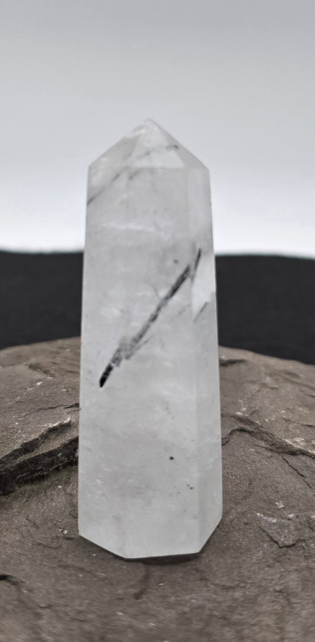 Clear Quartz Tower with Black Tourmaline 2.8"-#2