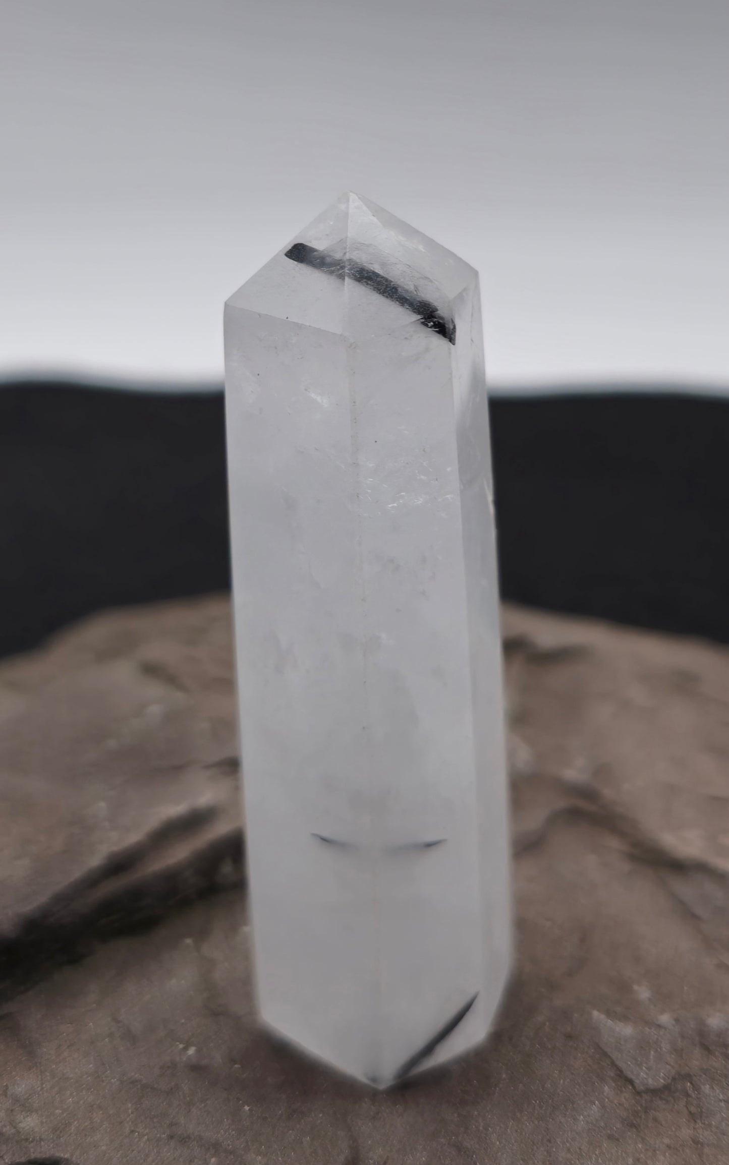 Clear Quartz Tower with Black Tourmaline 2.8"-#3