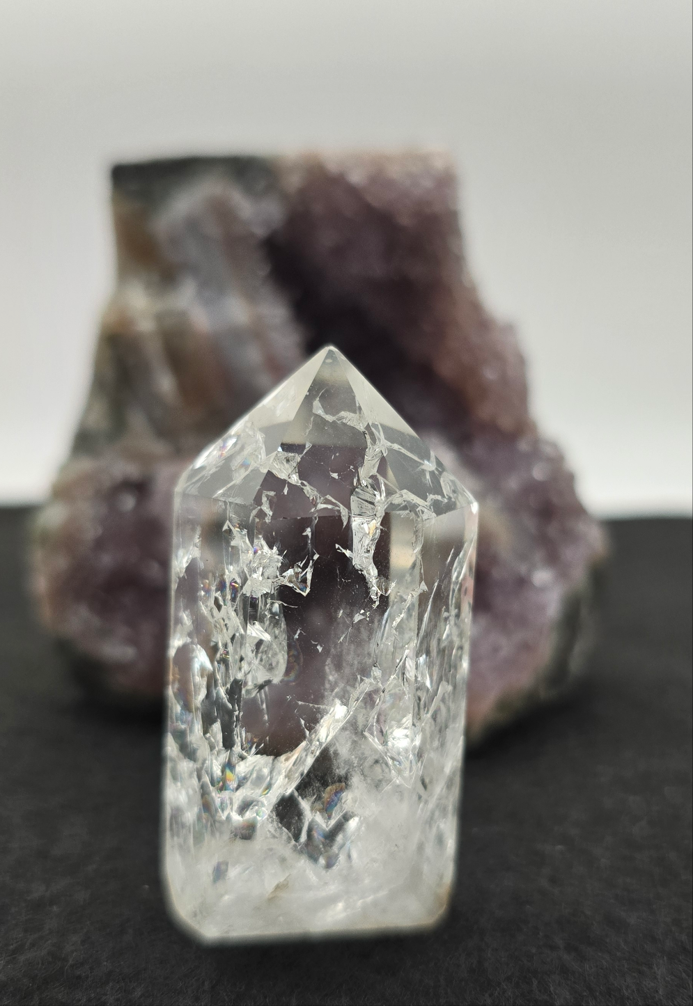 Clear Crackle Quartz Tower 2.4"-#1