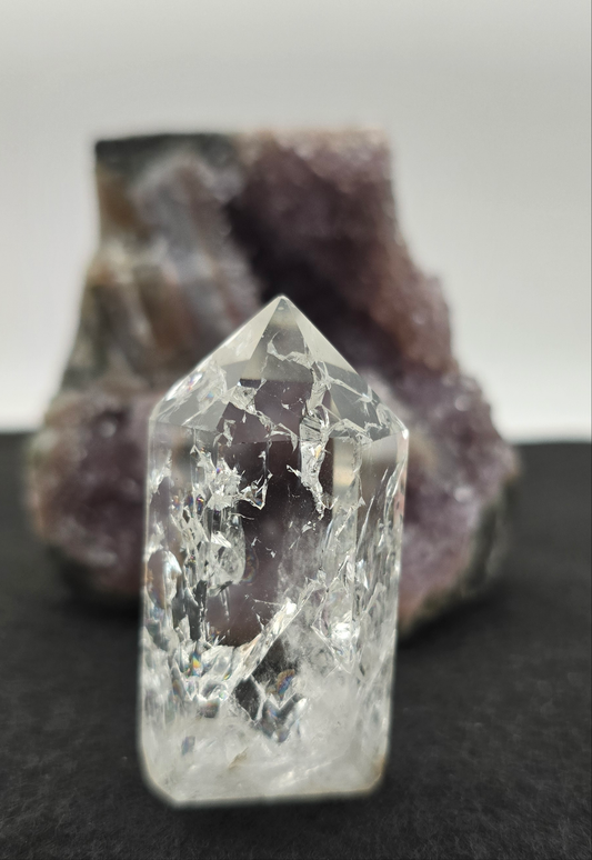 Clear Crackle Quartz Tower 2.4"-#1