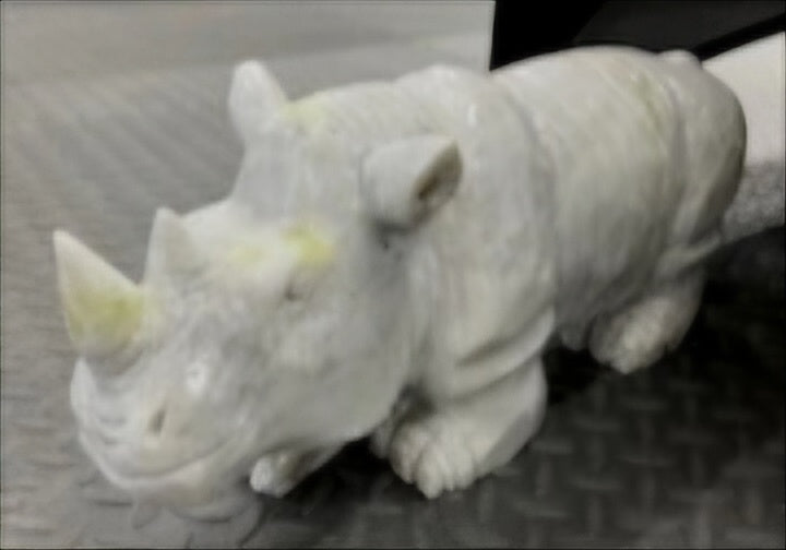 Rhino- White & Green Jade
