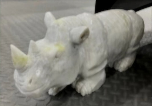Rhino- White & Green Jade