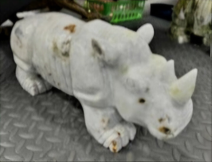 Rhino- White & Green Jade