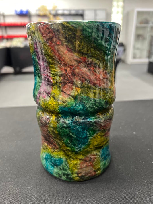 7 Color Jade Carved Vase -#3
