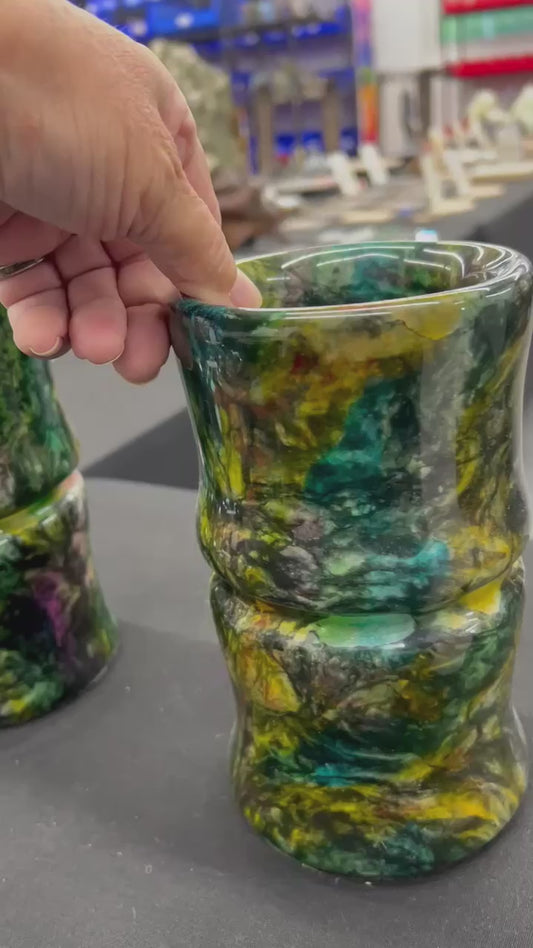 7 Color Jade Carved Vase -#2