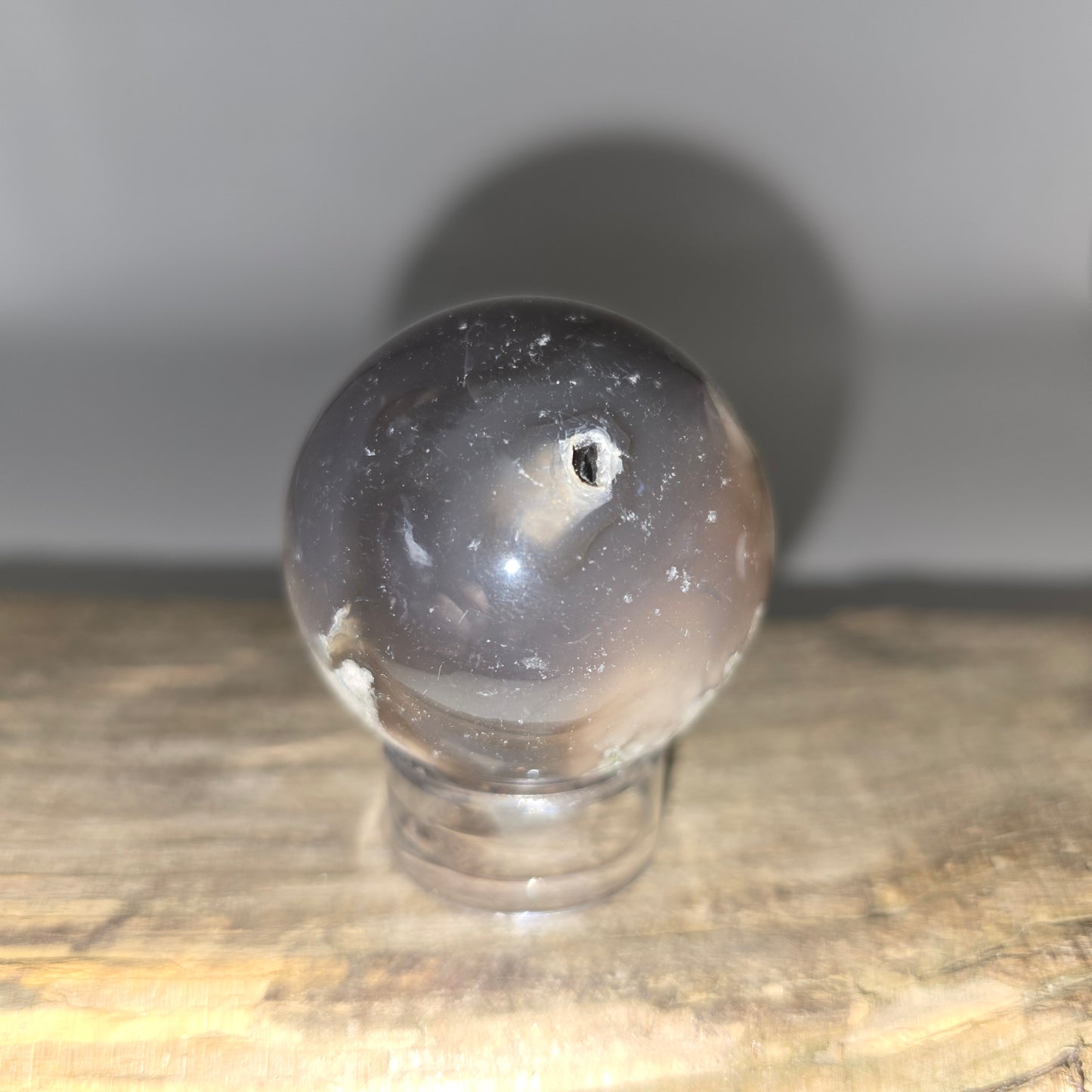 Black Flower Agate Sphere 40MM-#1