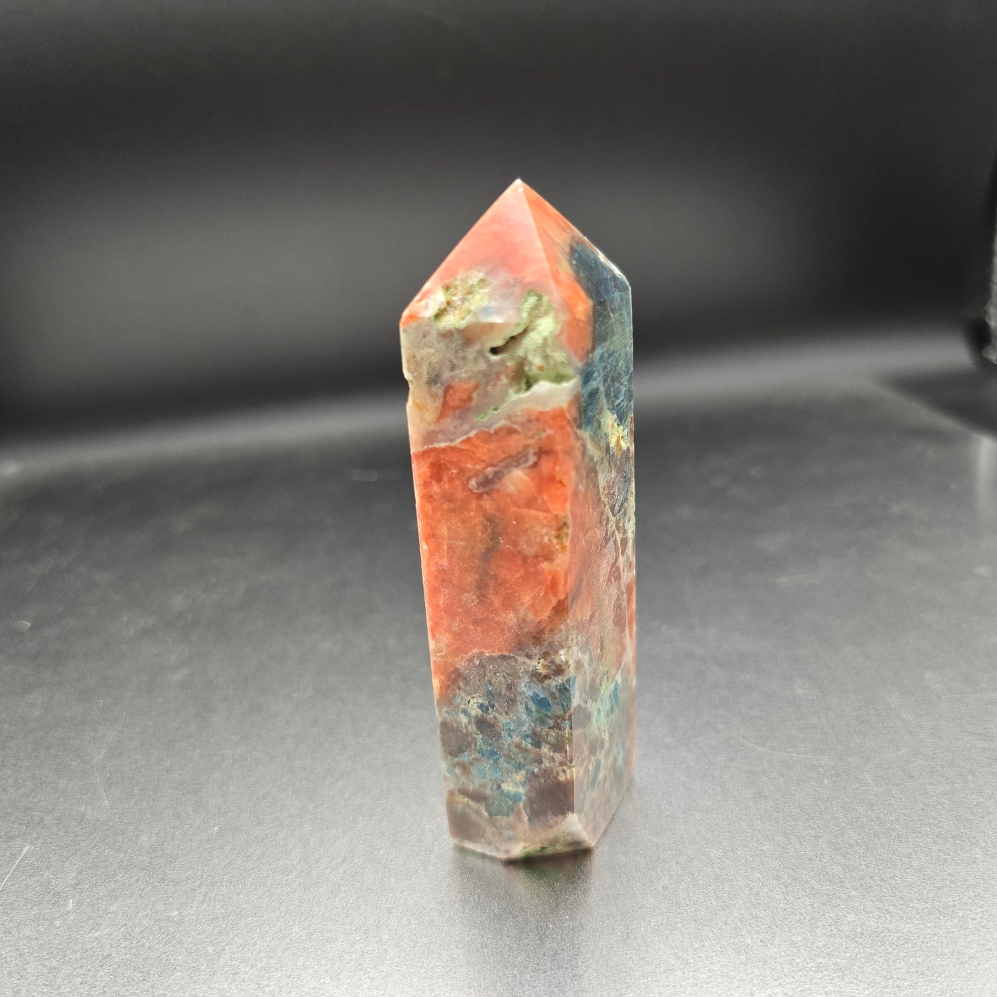 Orange Sunstone and Blue Apatite Tower #1
