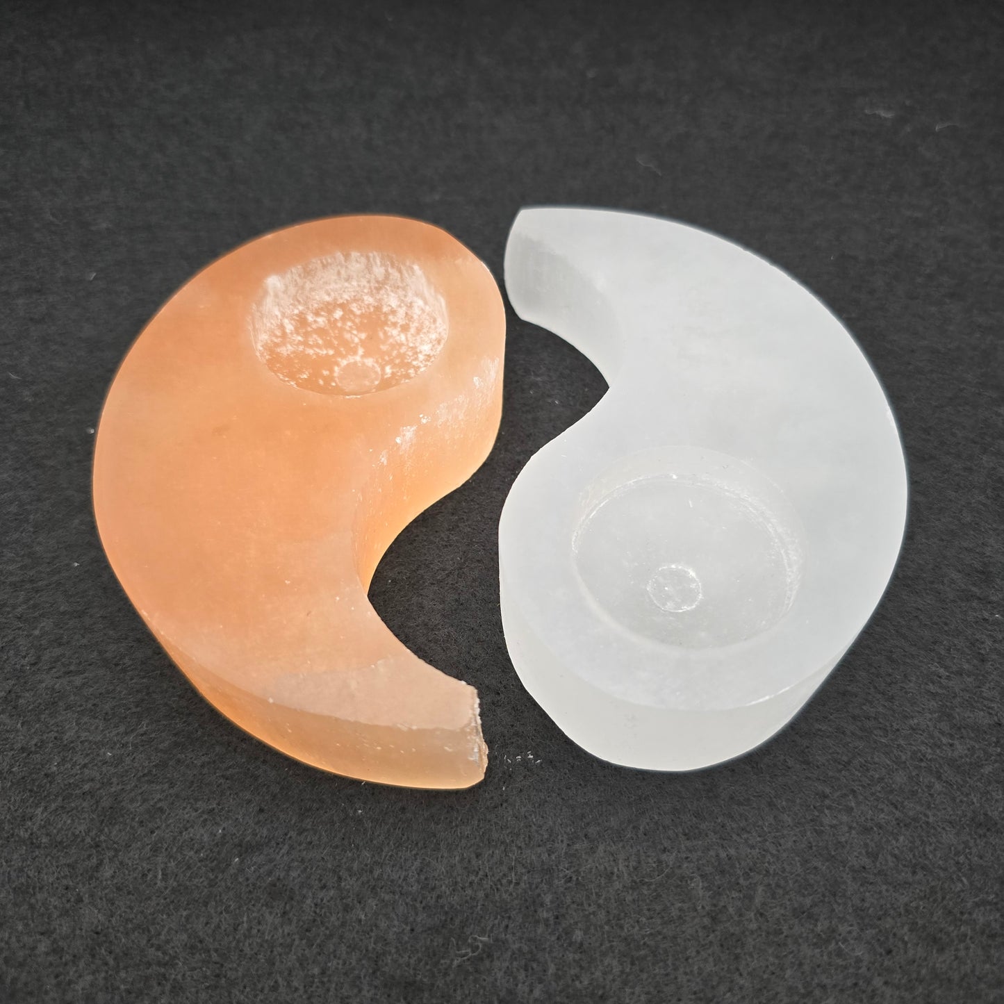 Ying & Yang Selenite Candle Holder