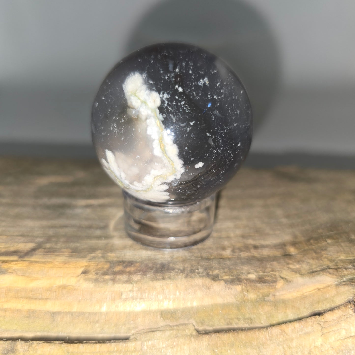 Black Flower Agate Sphere 40MM-#1