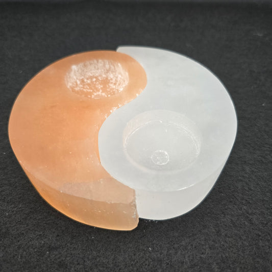 Ying & Yang Selenite Candle Holder