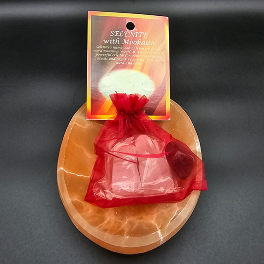 Selenite with Mookaite