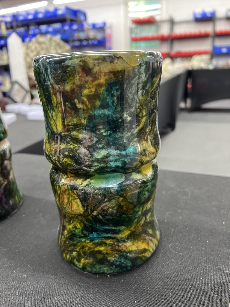 7 Color Jade Carved Vase -#2