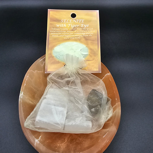 Selenite with Tiger's  Eye