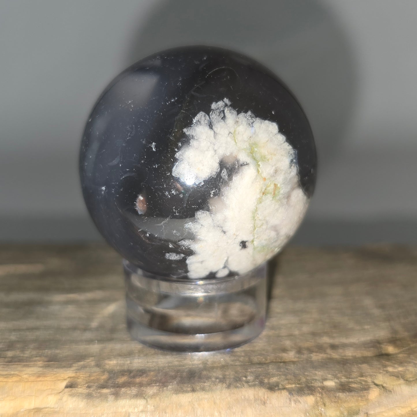 Black Flower Agate Sphere 40MM-#1