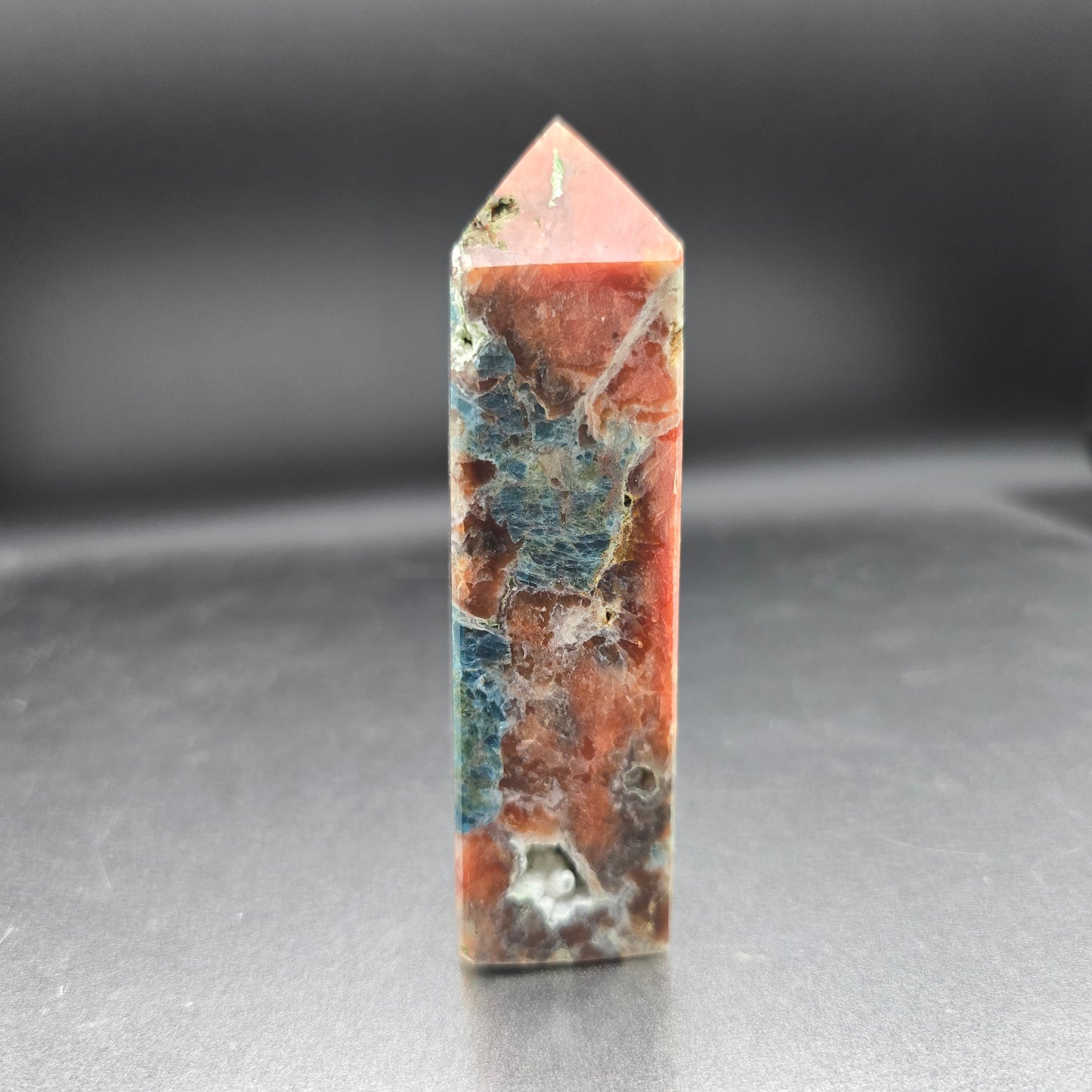 Orange Sunstone and Blue Apatite Tower #1
