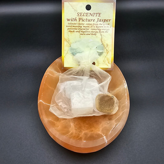 Selenite with Picture Jasper