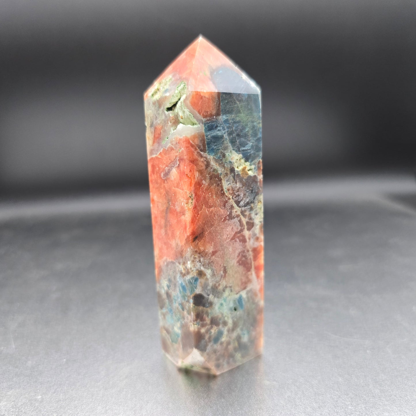 Orange Sunstone and Blue Apatite Tower #1