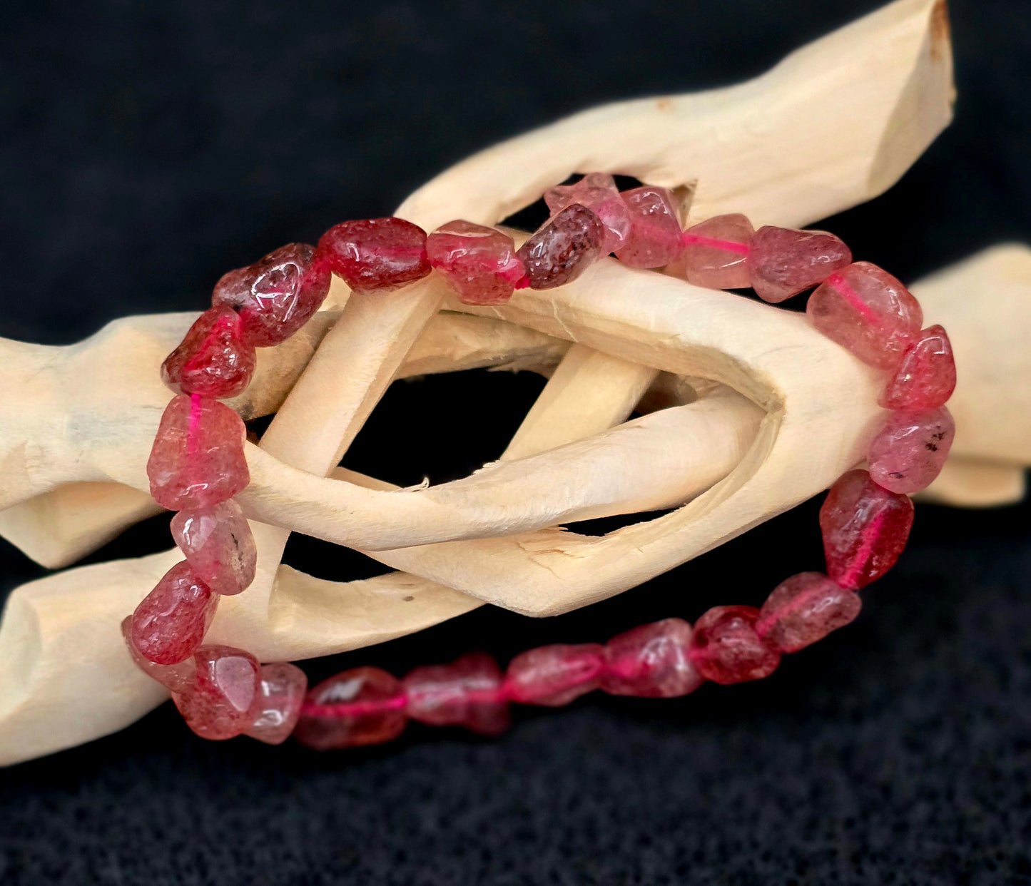 Small Tumble Bracelet - Strawberry Quartz