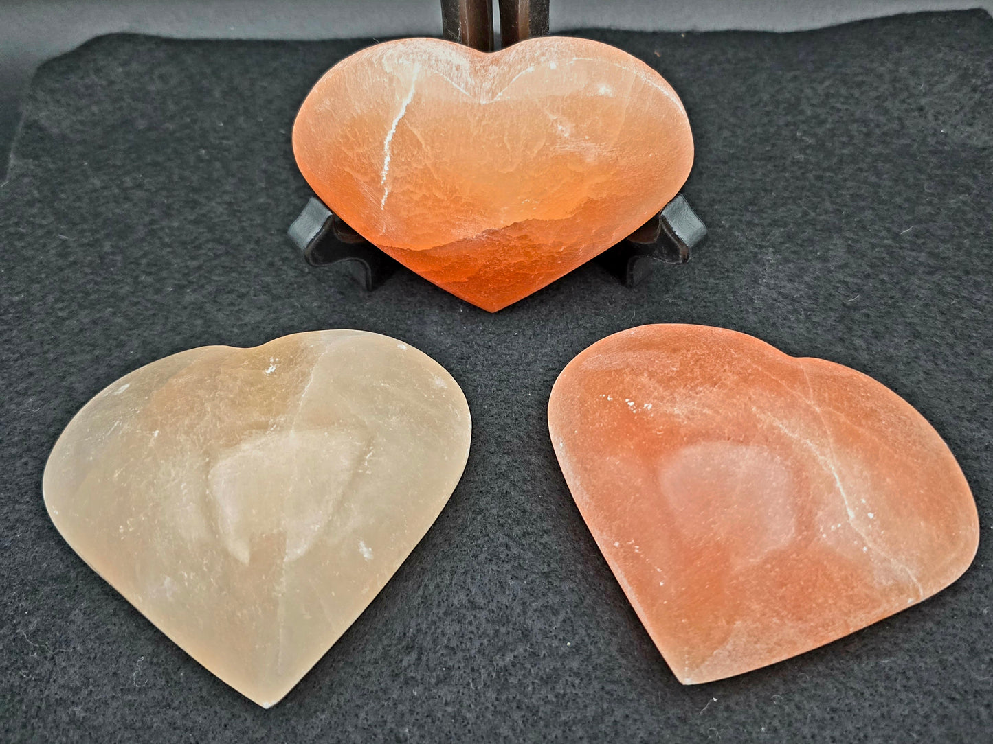 Pink Selenite Hearts 3.7"