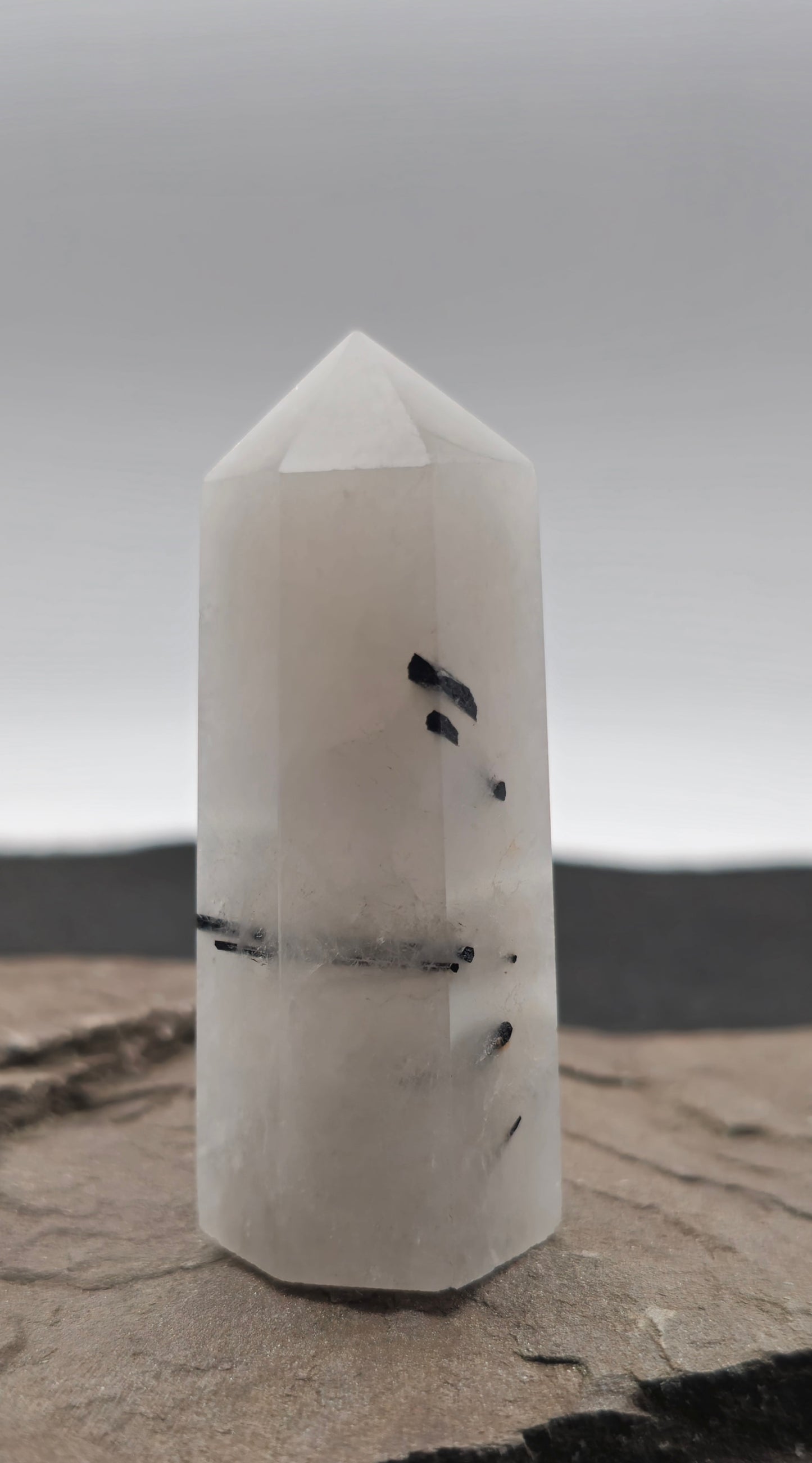 Clear Quartz Tower with Black Tourmaline 2.8"-#4