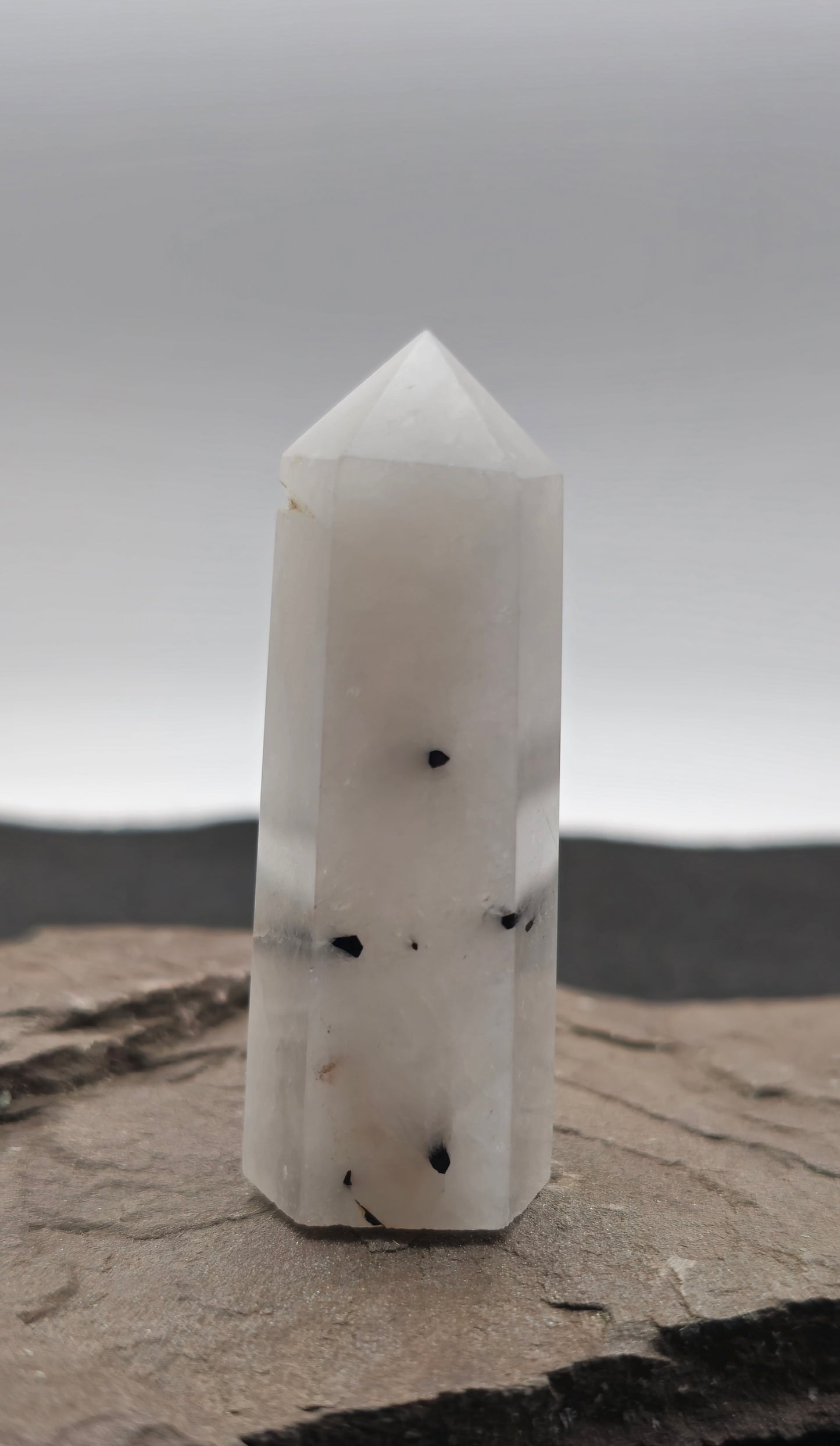 Clear Quartz Tower with Black Tourmaline 2.8"-#4